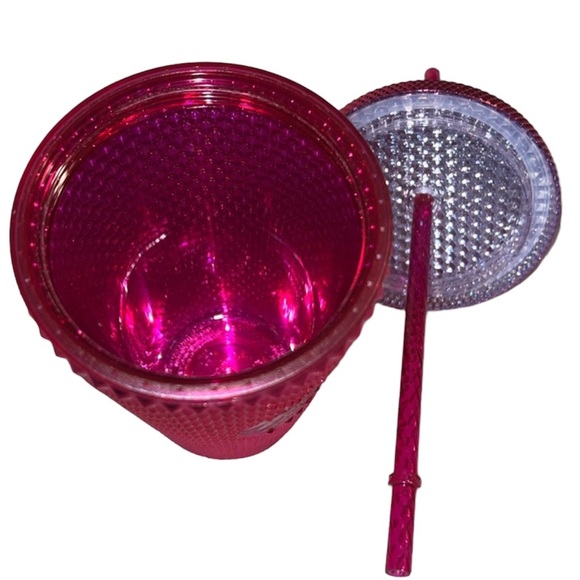 Starbucks Sangria Bling Studded Magenta Metallic Chrome Pink Grande Tumbler NWT - Picture 5 of 5